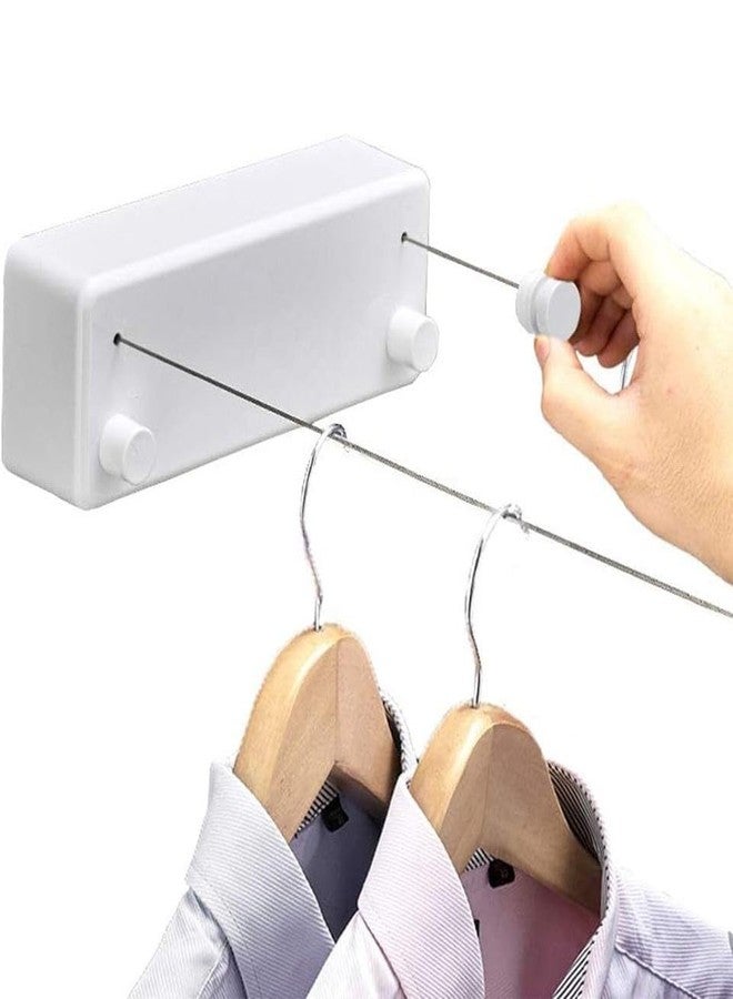 ZEBROC Retractable Heavy Duty Double Clothesline for Drying Clothes Indoor Outdoor | Dual 13.8 ft Stainless Steel Ropes | Wall Mounted or No-Drill Laundry Drying Rack for Balcony(Dual Liner White) - Image 1